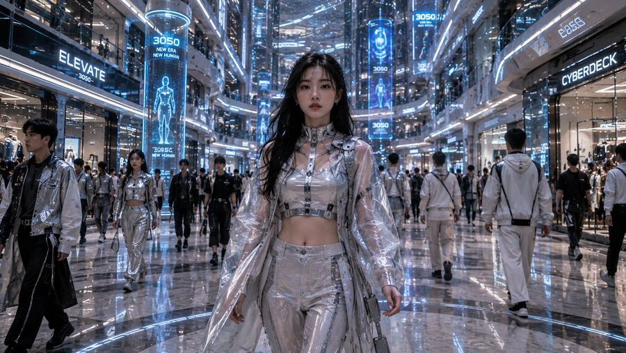 Futuristic Mall Fashion Scene