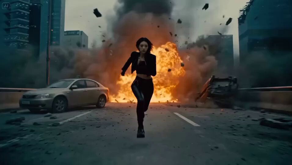 Cinematic Female Superhero Battle Video Prompt