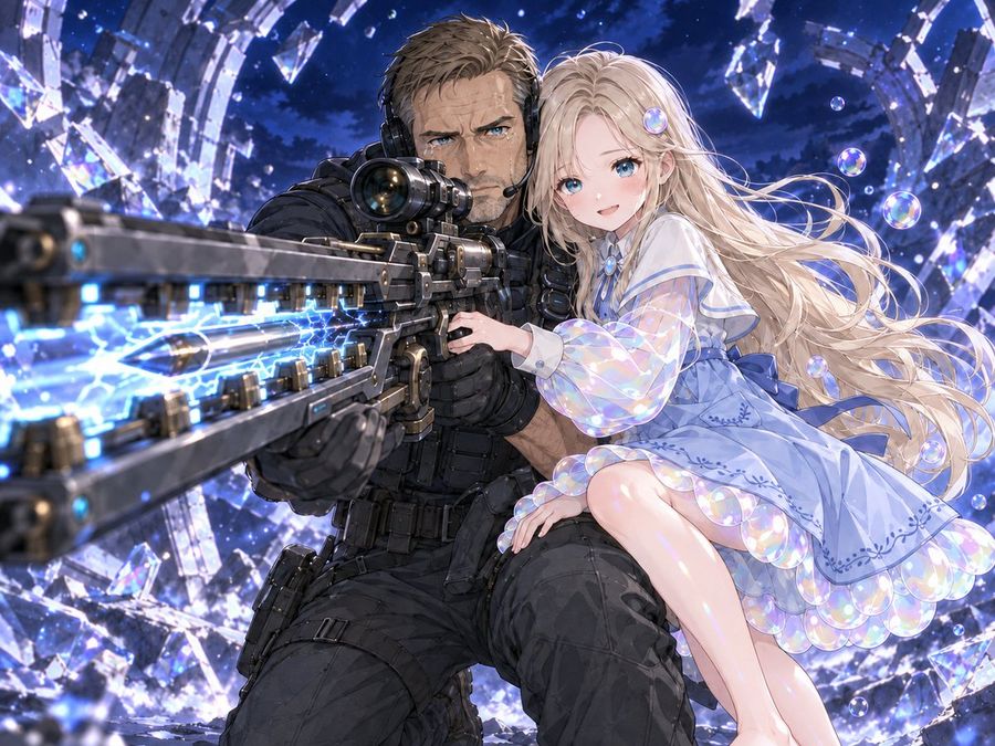 Anime Soldier Father and Daughter