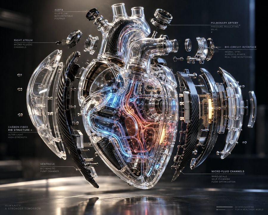 Exploded View Transparent Artificial Heart