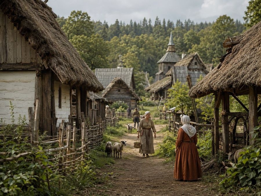 Photorealistic Medieval Village Alley