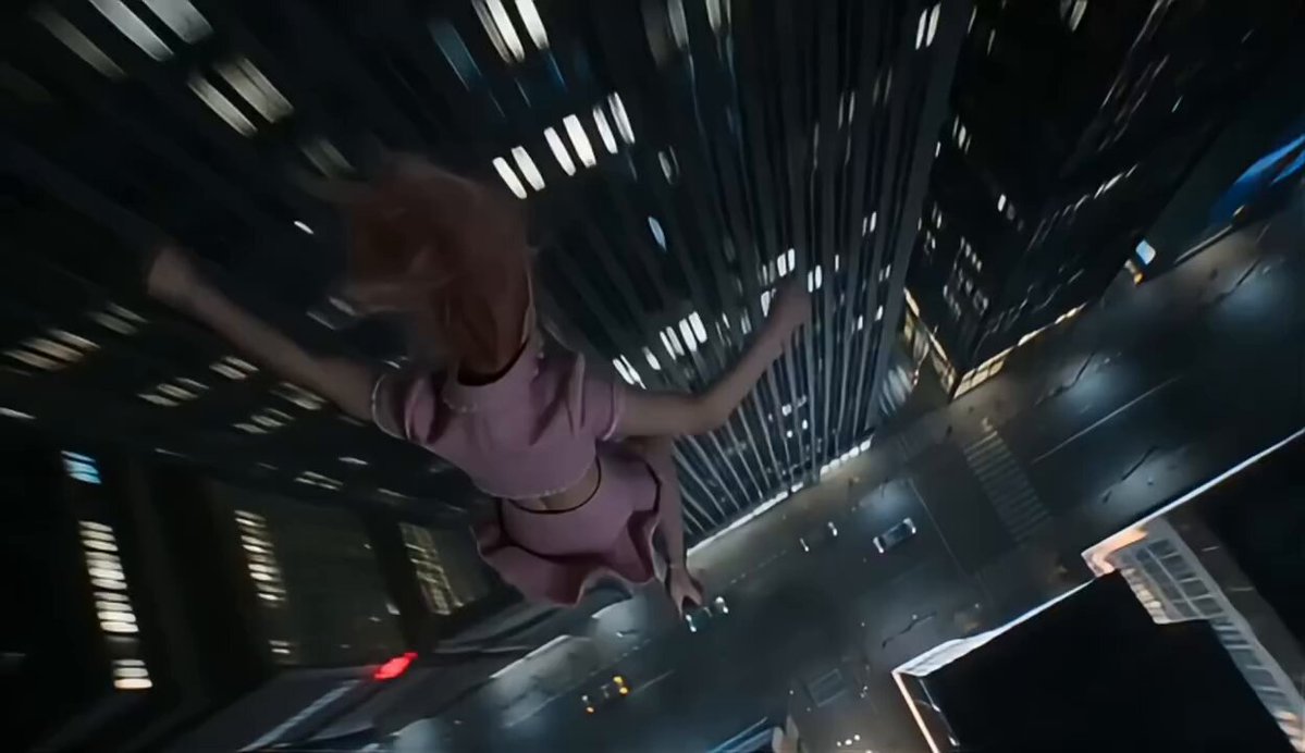 Anime Girl Through Skyscrapers Video Prompt