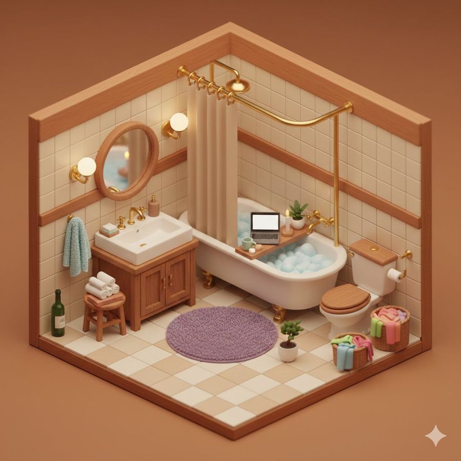 Cozy Isometric Bathroom Diorama