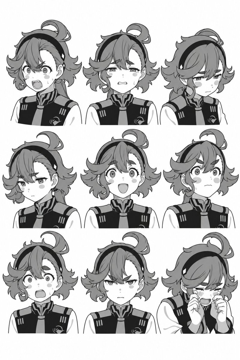 B&W Manga Expression Sheet