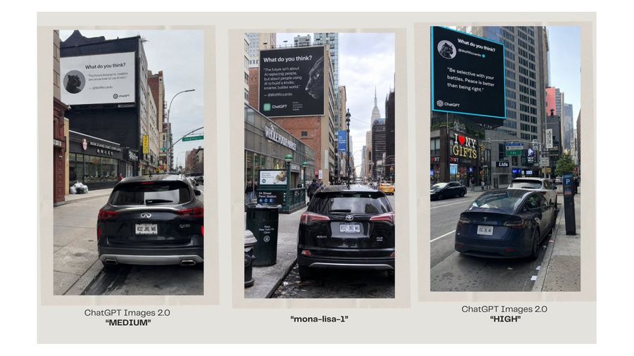 Three-Panel AI Billboard Comparison