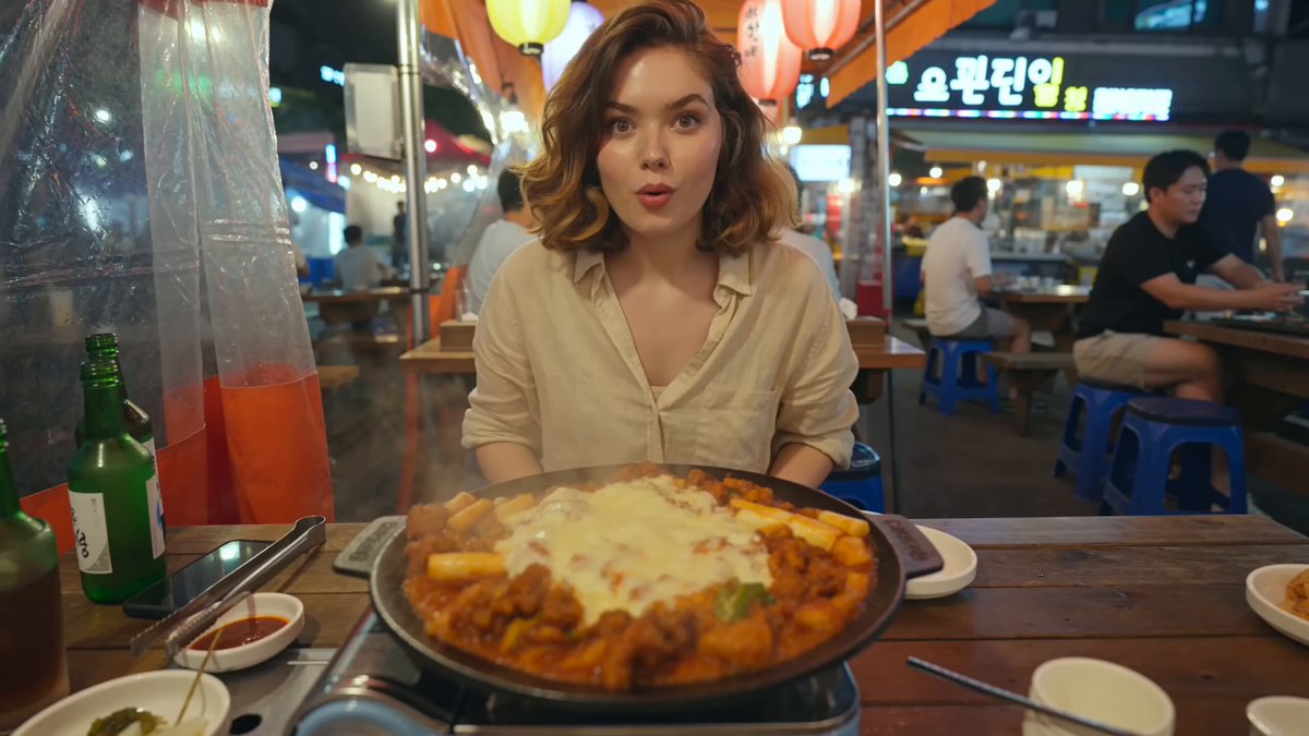 Korean Night Market Food Vlog Prompt