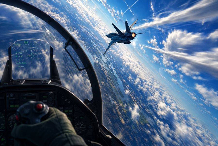 Fighter Jet Cockpit View Sharp Turn
