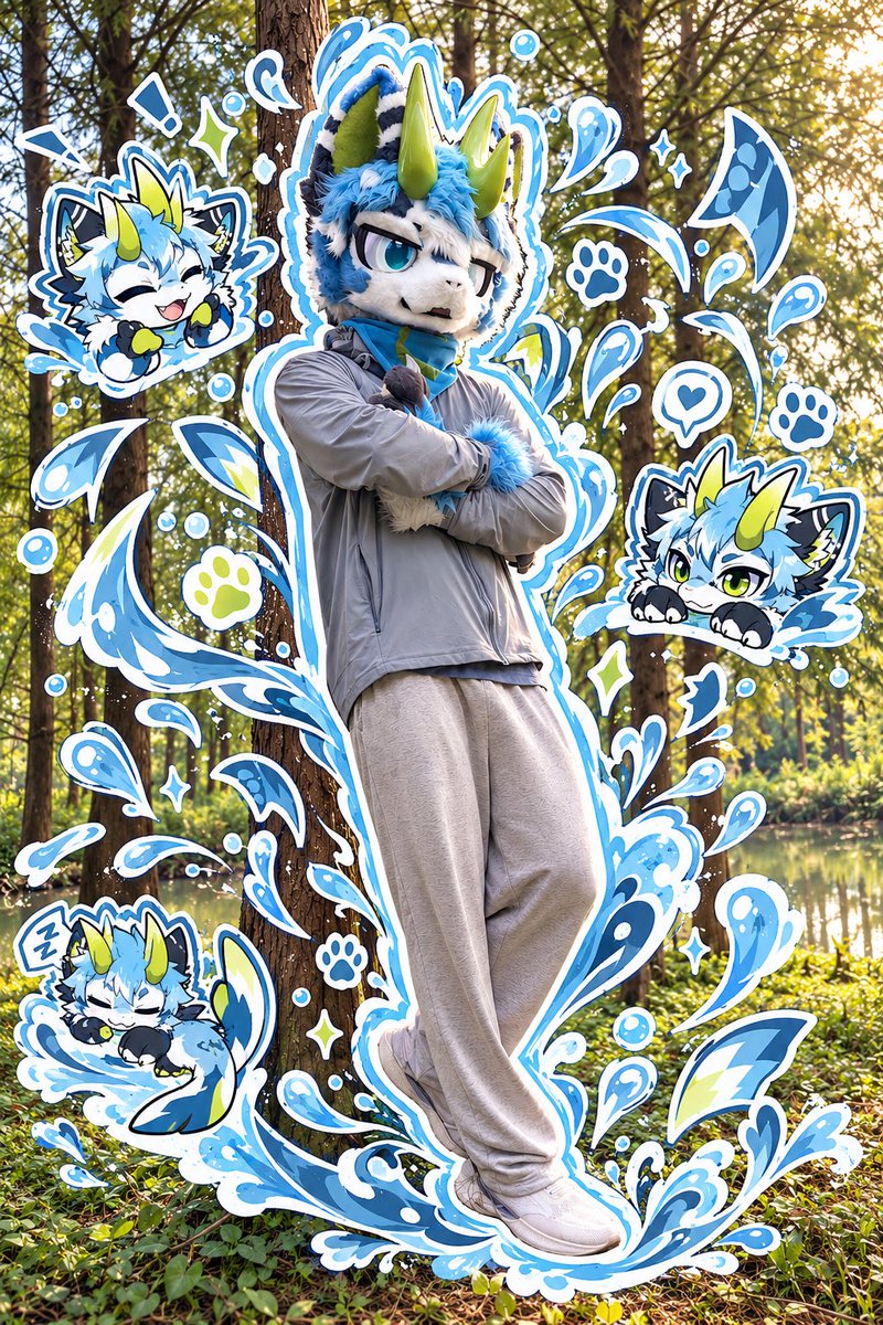 Dragon Fursuit Sticker Collage