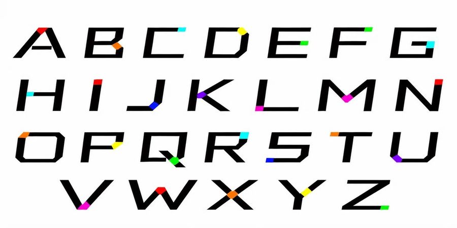 Modern Geometric Alphabet with Color Accents