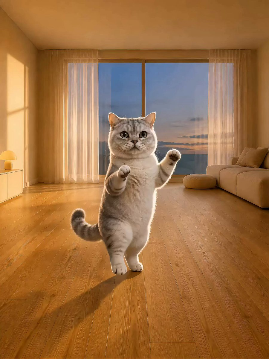 3D Silver Shaded Cat Samba Dance
