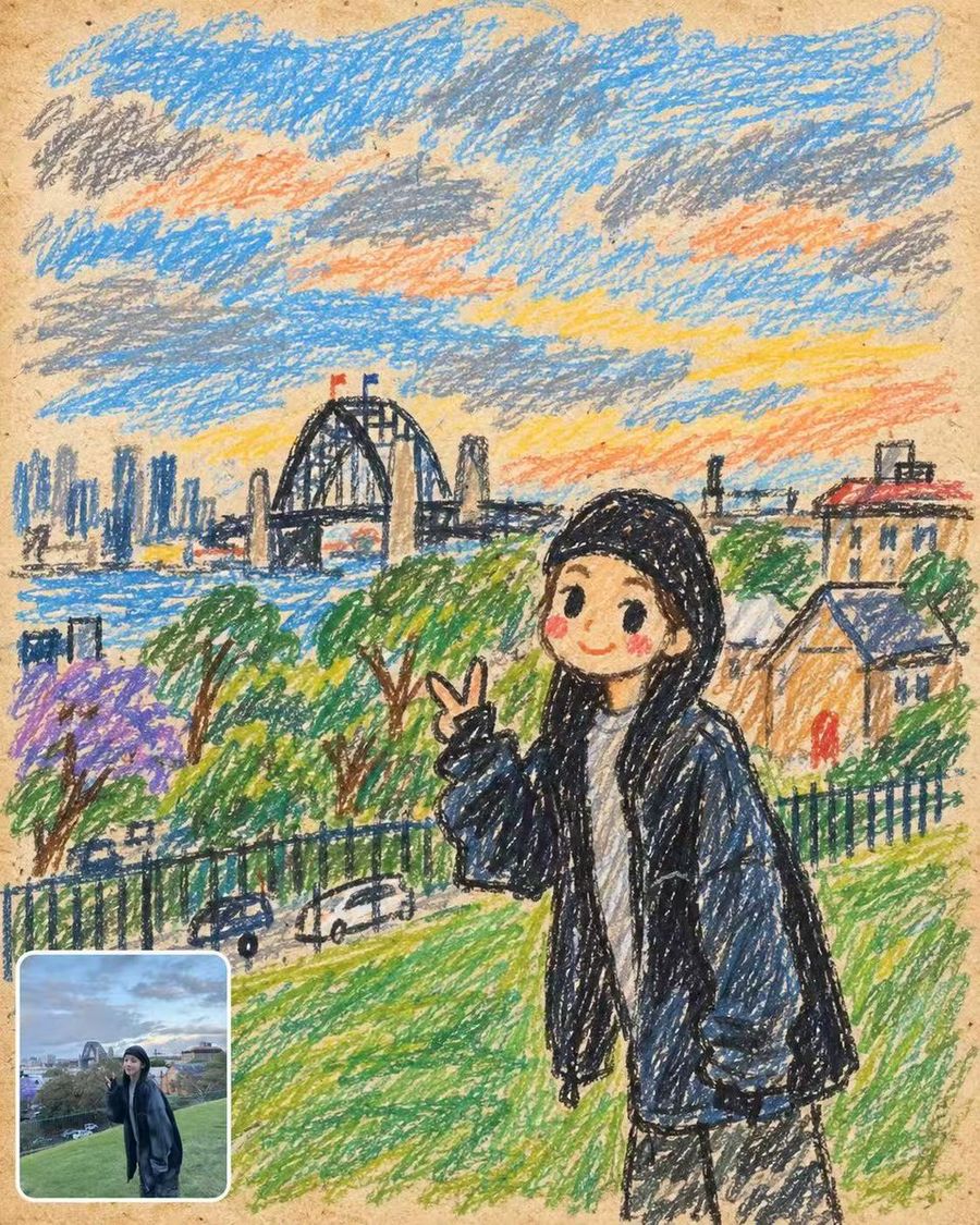 Crayon Style Portrait Poster with Photo Inset