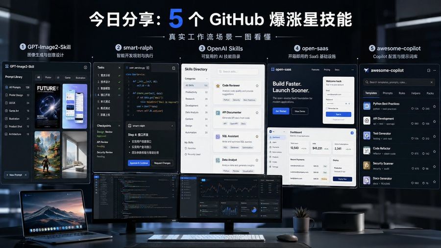 Five GitHub AI Tools Tech Poster