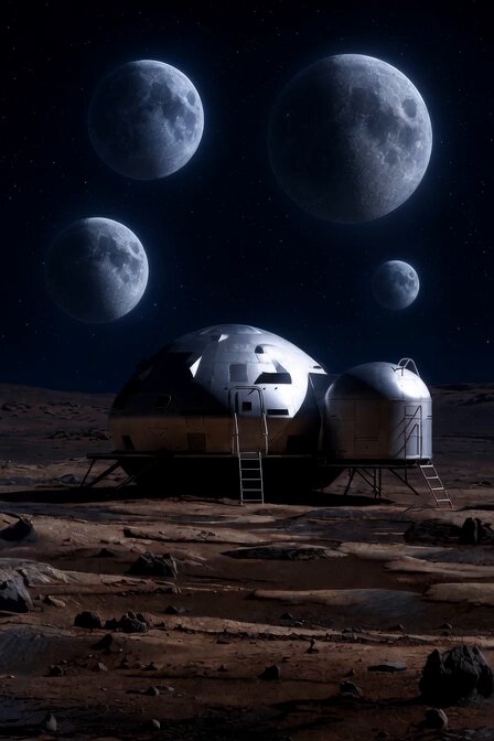 Mars Habitat Night Scene Transition