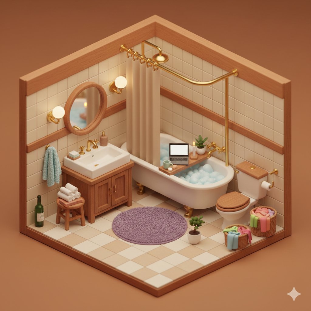 Cozy Isometric Bathroom Diorama