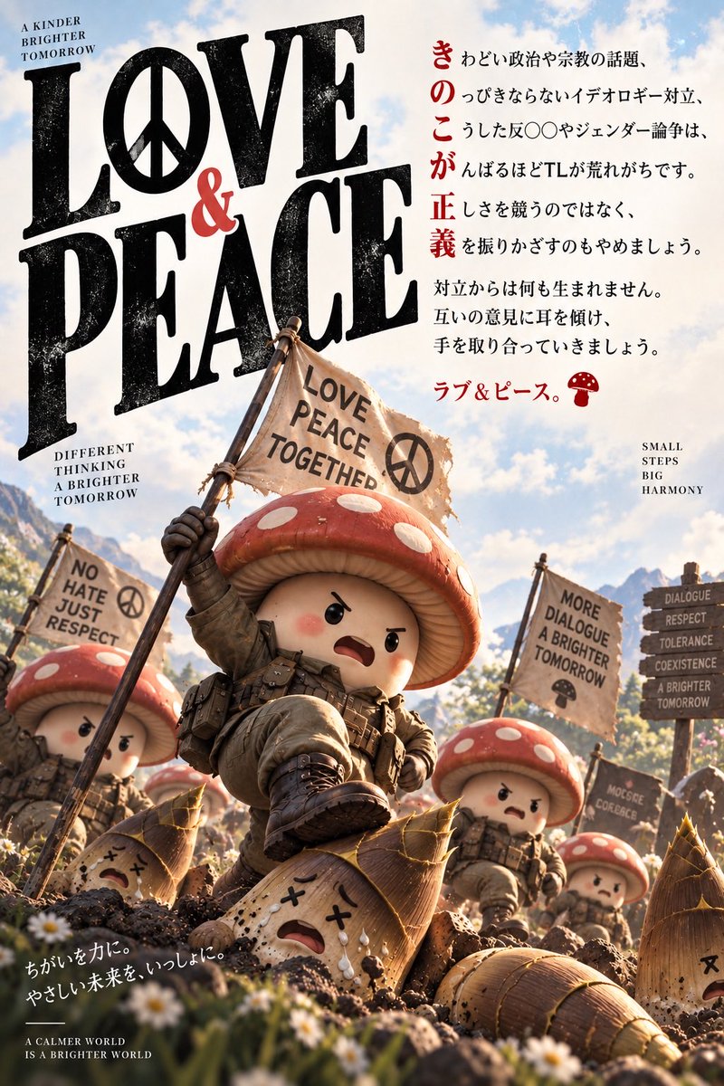 Mushroom "Love & Peace" Poster