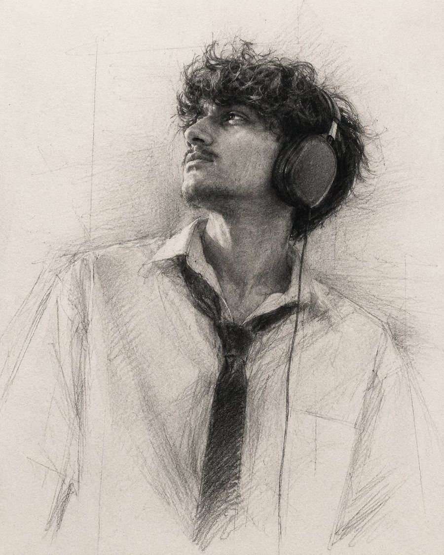 Expressive Graphite Pencil Sketch