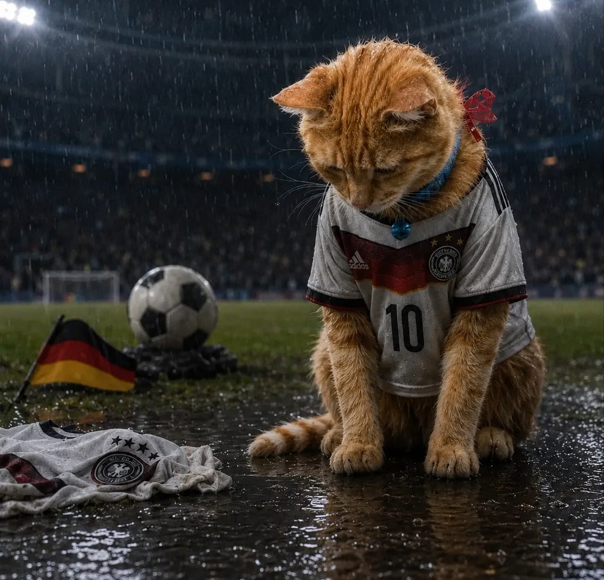 Sad Germany Football Cat
