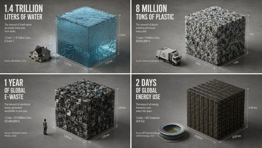 Minimalist Isometric Data Physical Cube