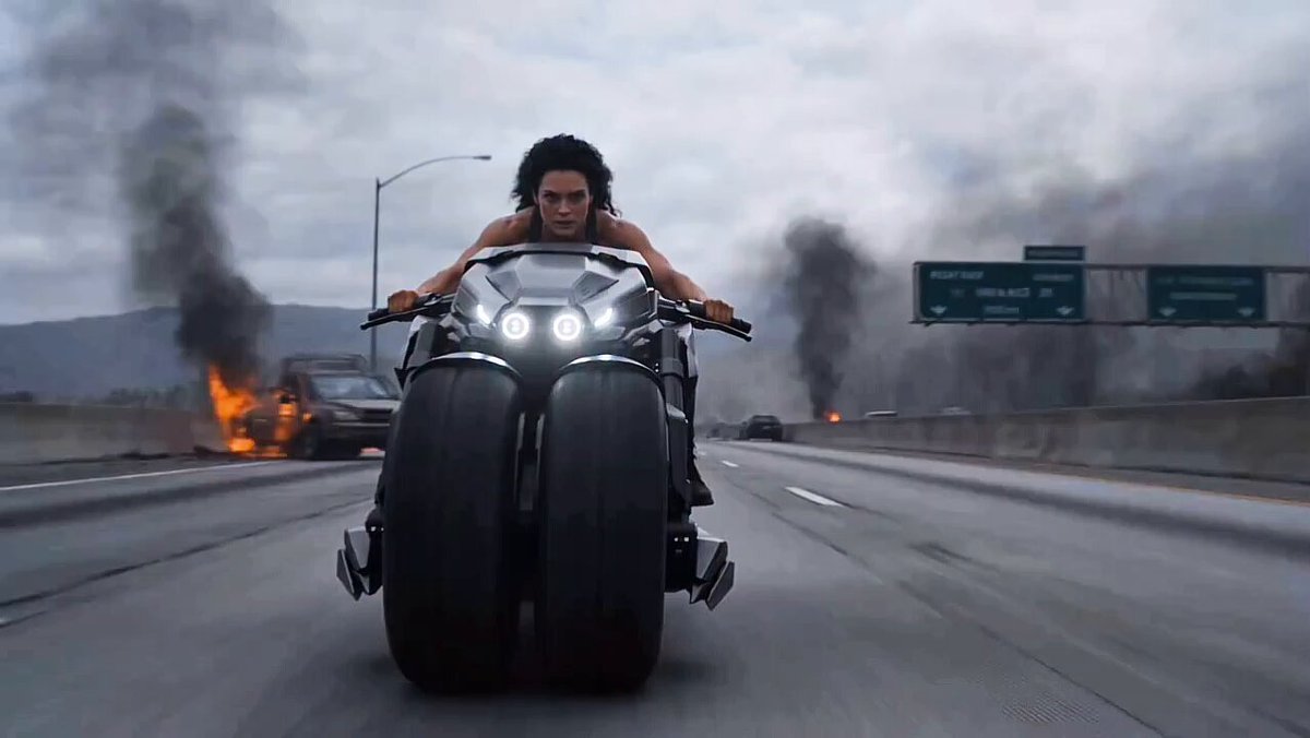 Sci-Fi Highway Motorcycle Video Prompt