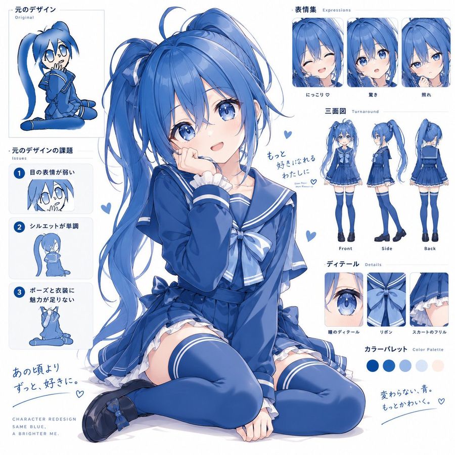 Blue-Themed Anime Character Redesign Showcase