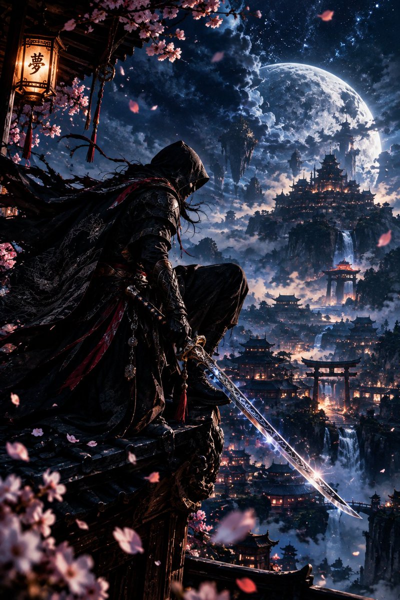 Temple Rooftop Hooded Assassin Fantasy Art