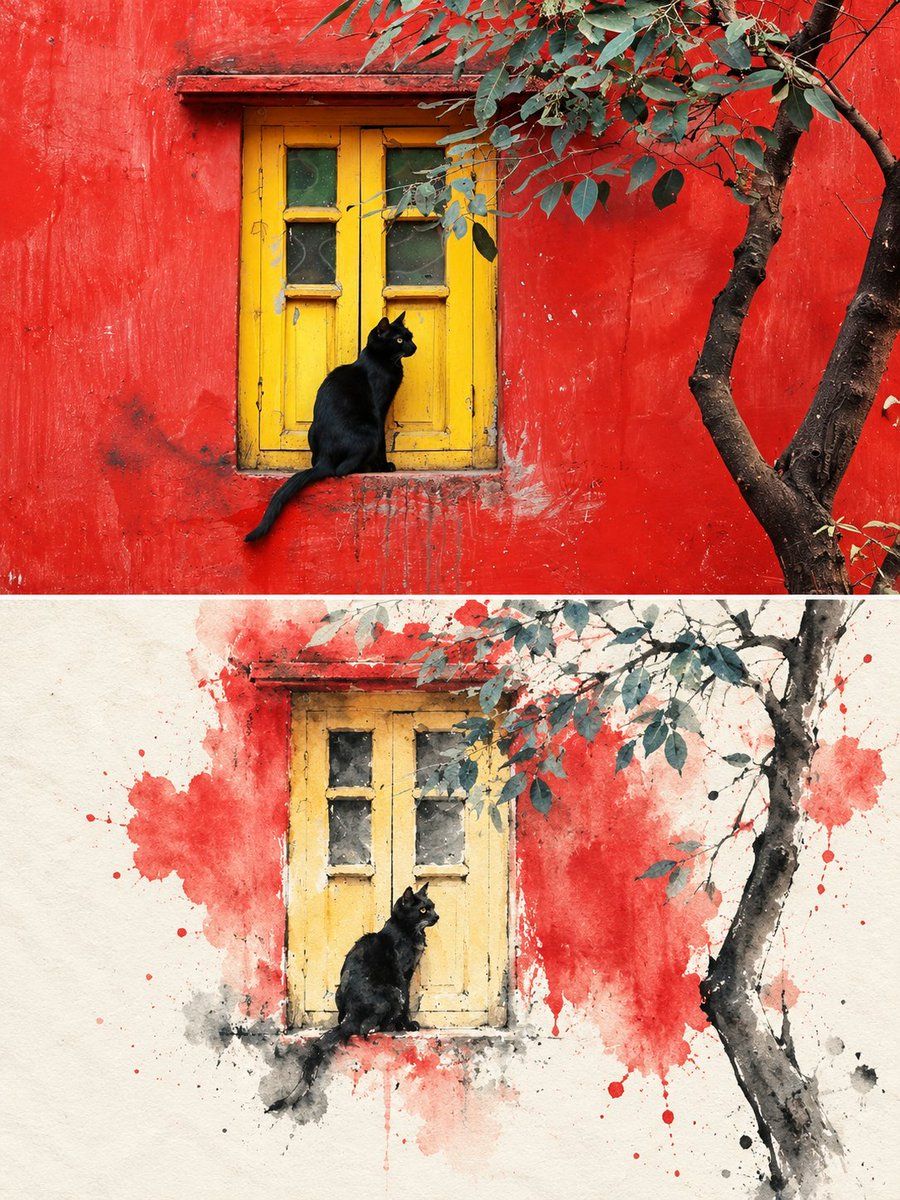 Photo to Ink Split Screen Prompt