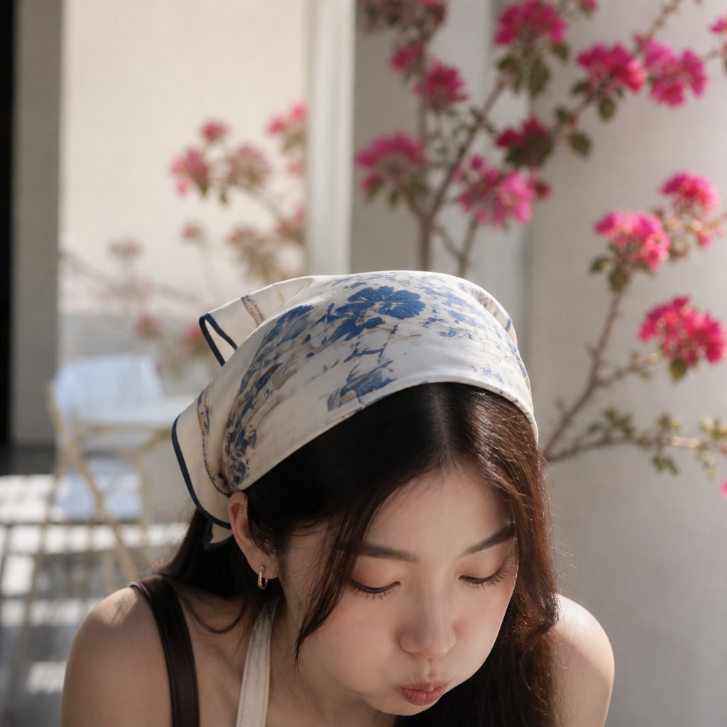 Serene Portrait with Silk Scarf