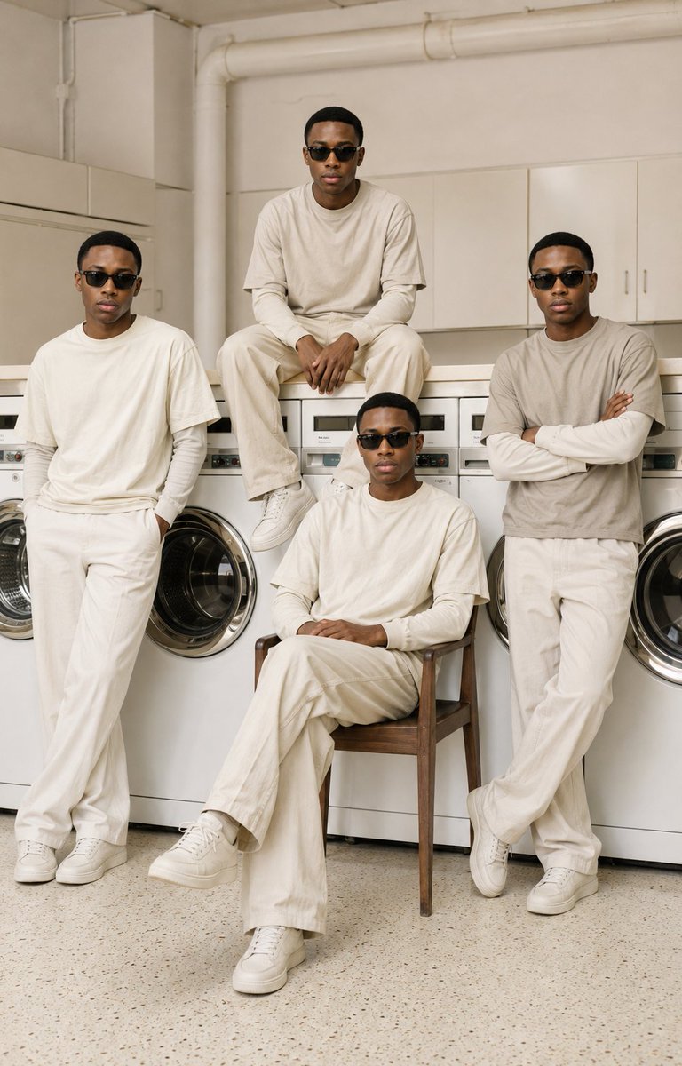 Four-Person Laundromat Fashion Editorial