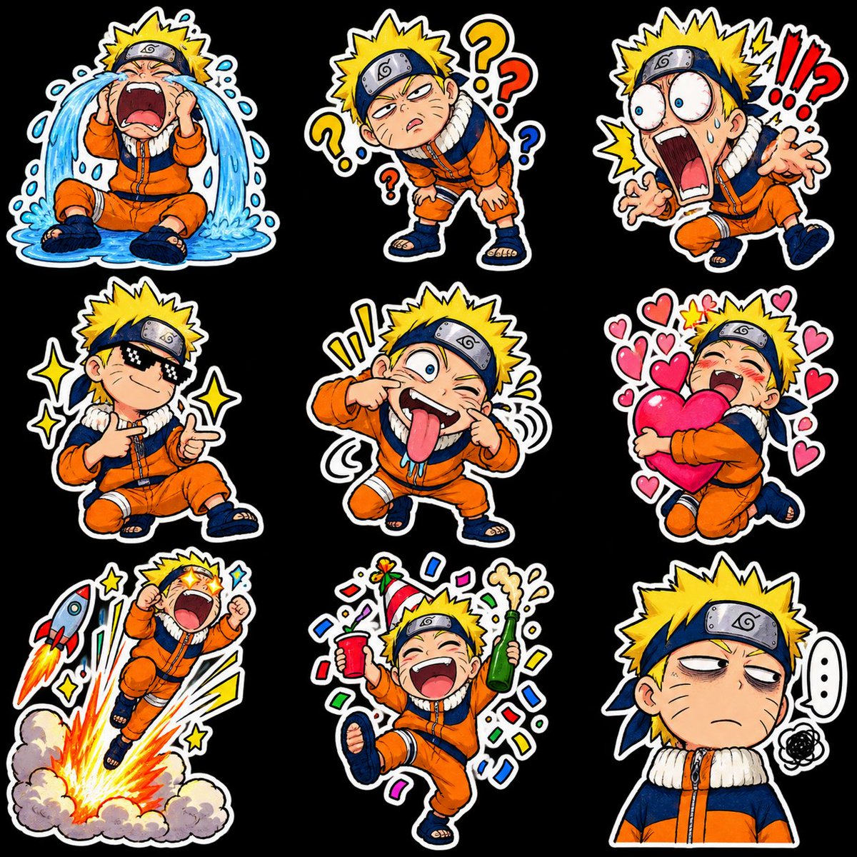 Chibi Anime Ninja Sticker Collection