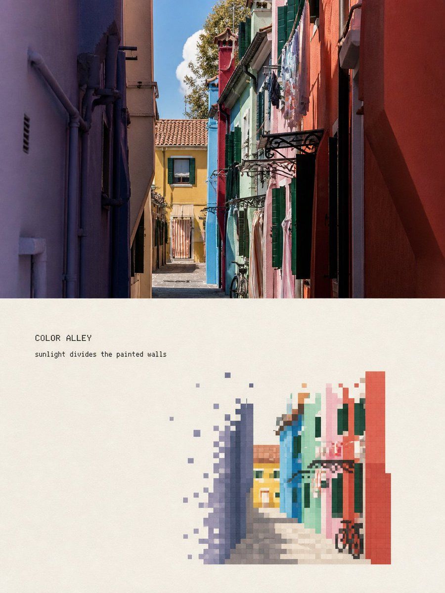 Pixelated Landscape Editorial Poster