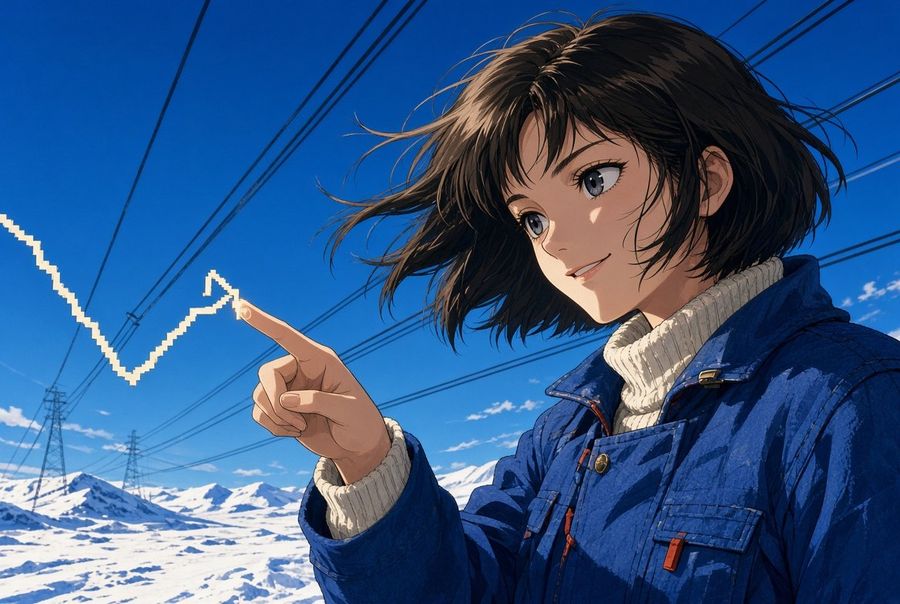 Anime Style Winter Power Line Portrait