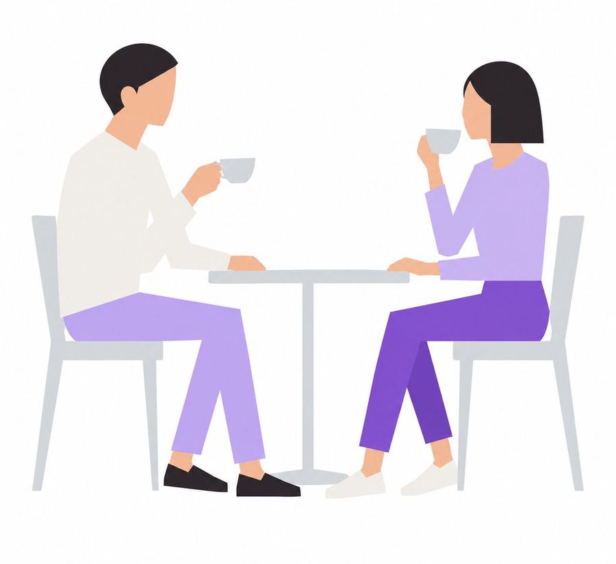 Flat Vector Illustration: Couple Drinking Tea