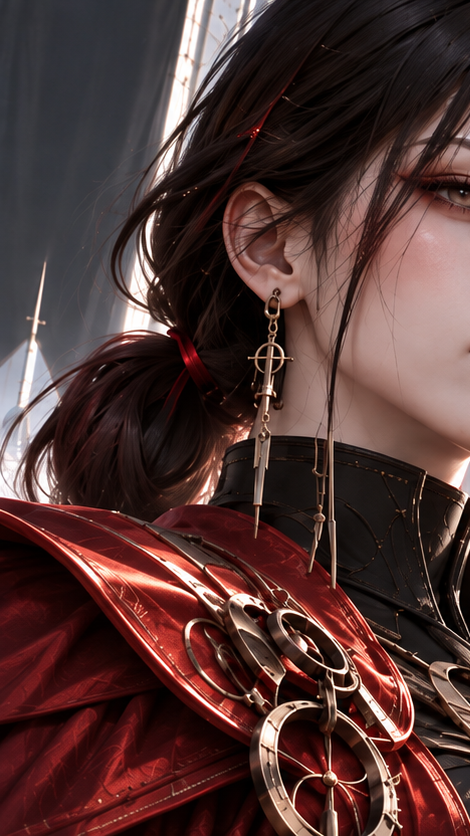Futuristic Crimson Inquisitor Portrait