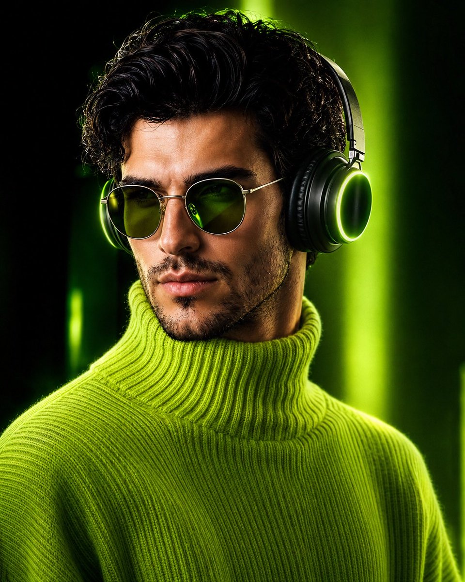 Futuristic Neon Green Portrait