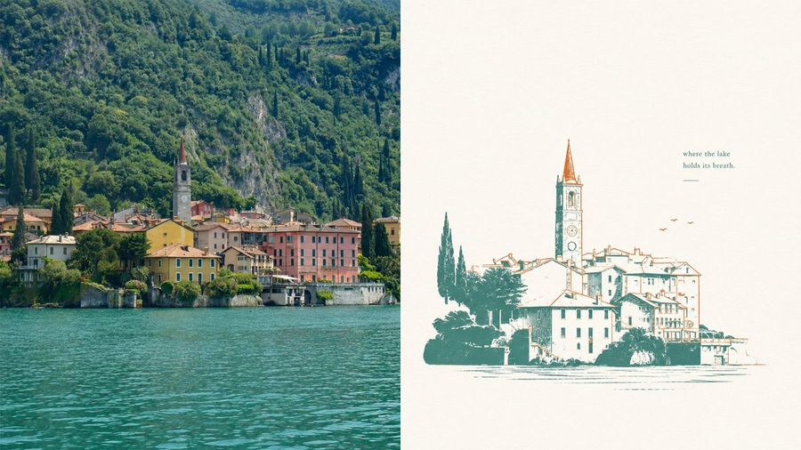 Lake Como Two-Tone Print Diptych