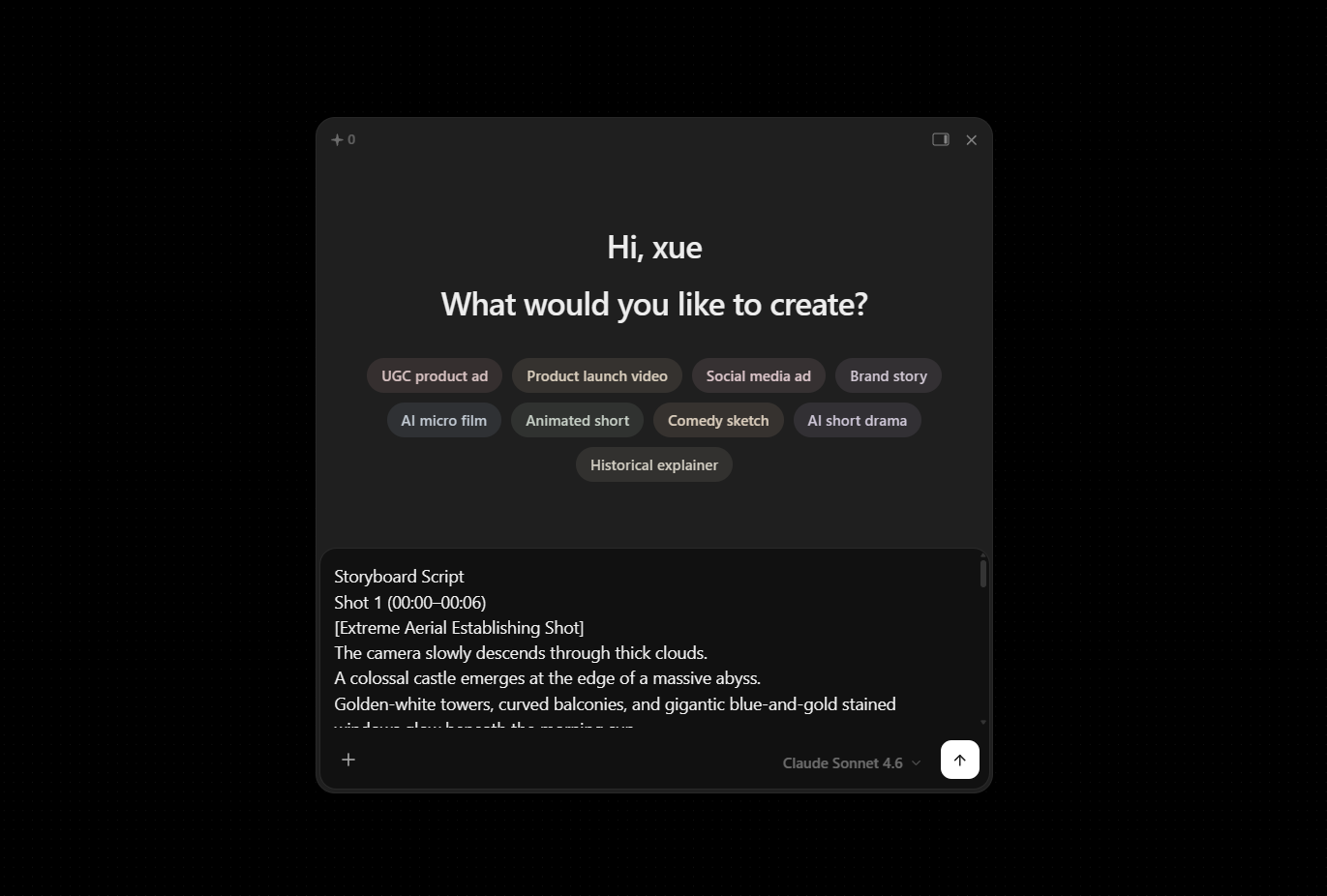 Bercakap dengan ejen AI Topview Canvas untuk menerangkan keperluan drama pendek anda