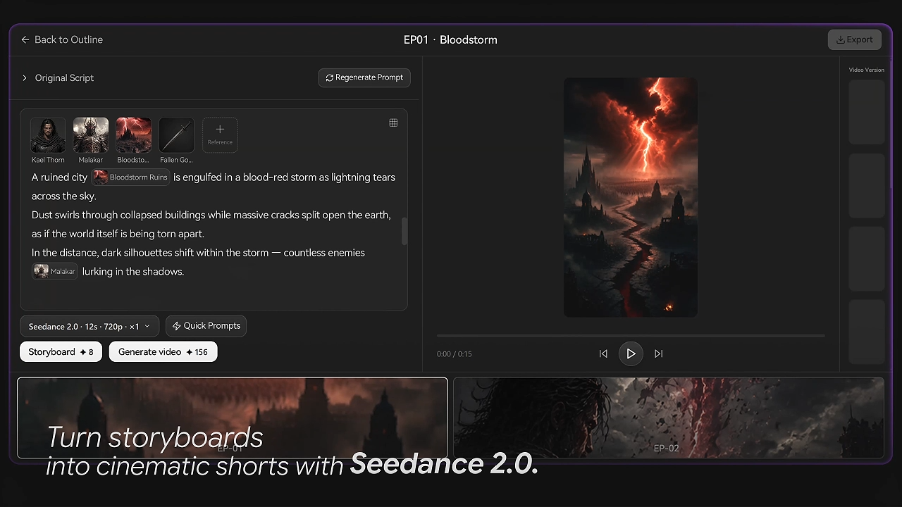 Generate review and export your drama video